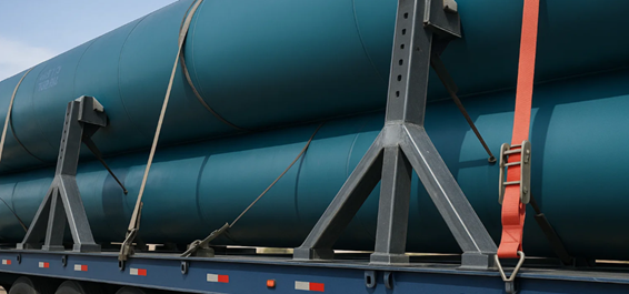 Estrutura metálica para transporte seguro de tubos helicoidais